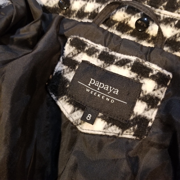 Papaya Weekend Black & White  Coat Size 8 with Pockets - Picture 8 of 9